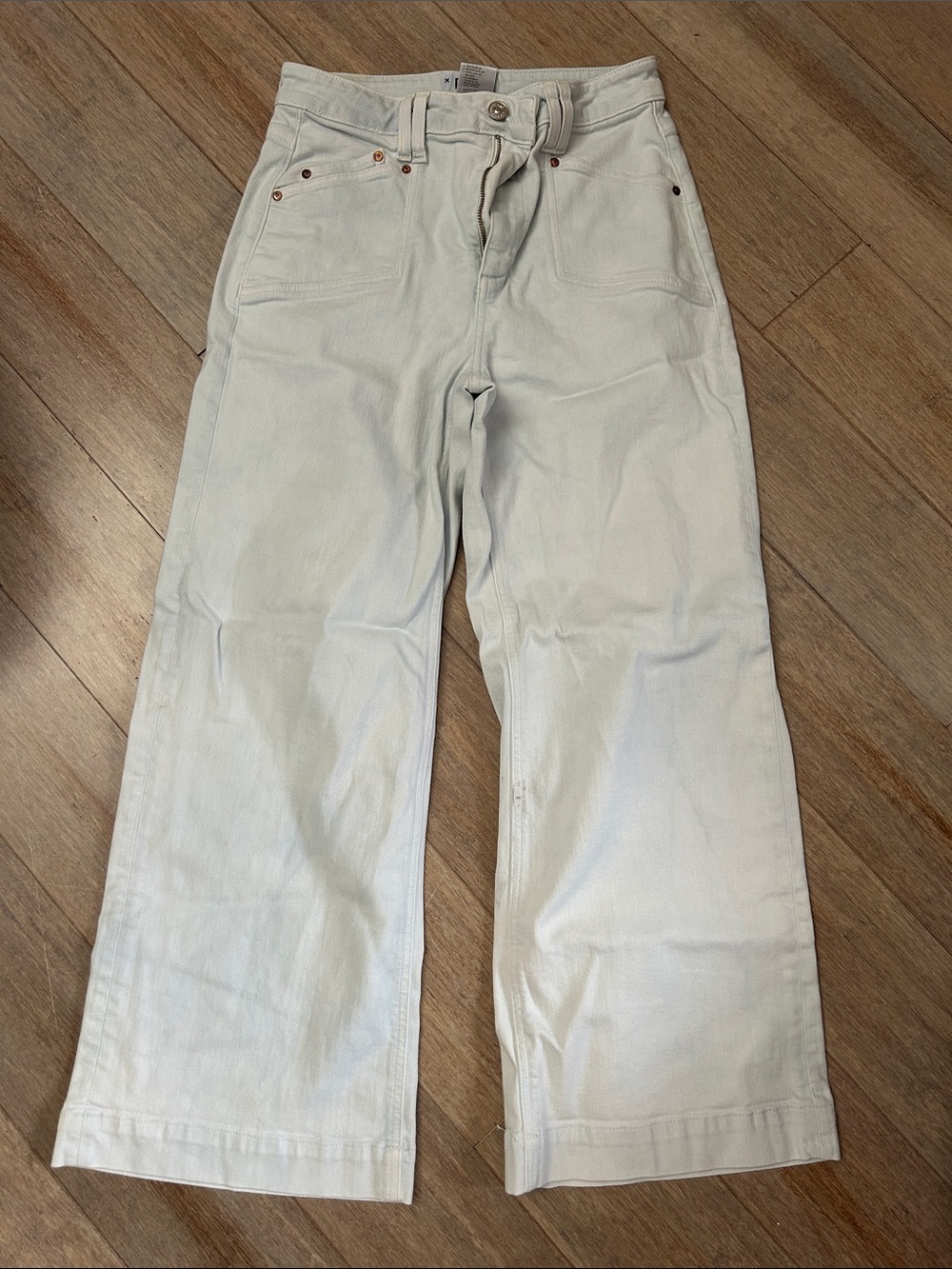 PAIGE Light Cream Wide Leg Jeans